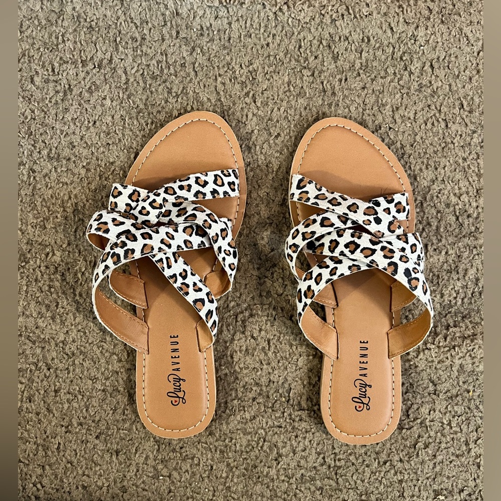 Leopard print brown sandals size 8